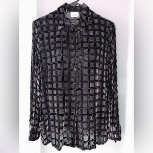 Script Cut Velvet Blouse